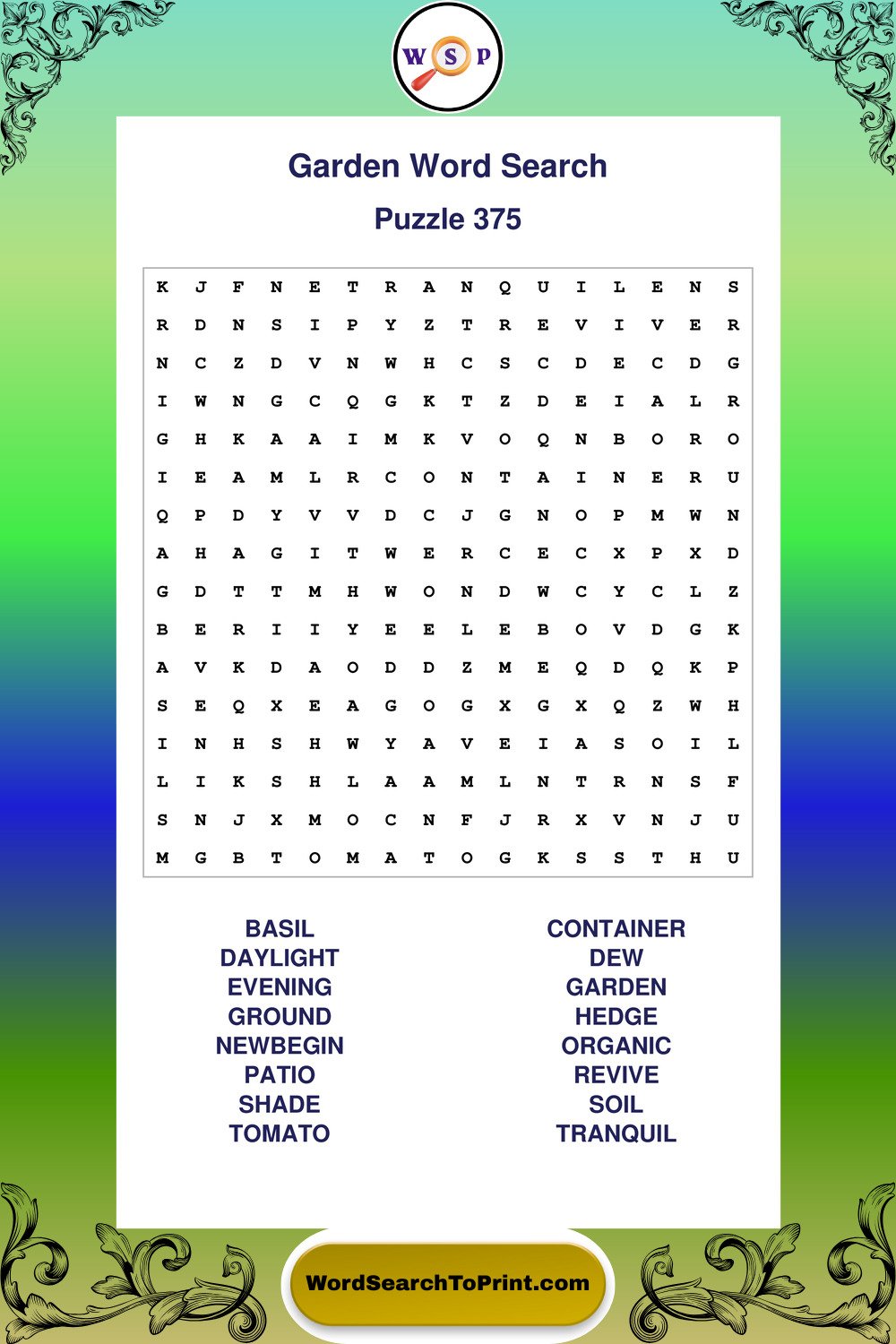 Garden Word Search Puzzle 375