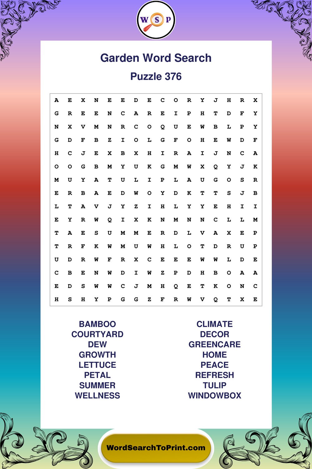 Garden Word Search Puzzle 376