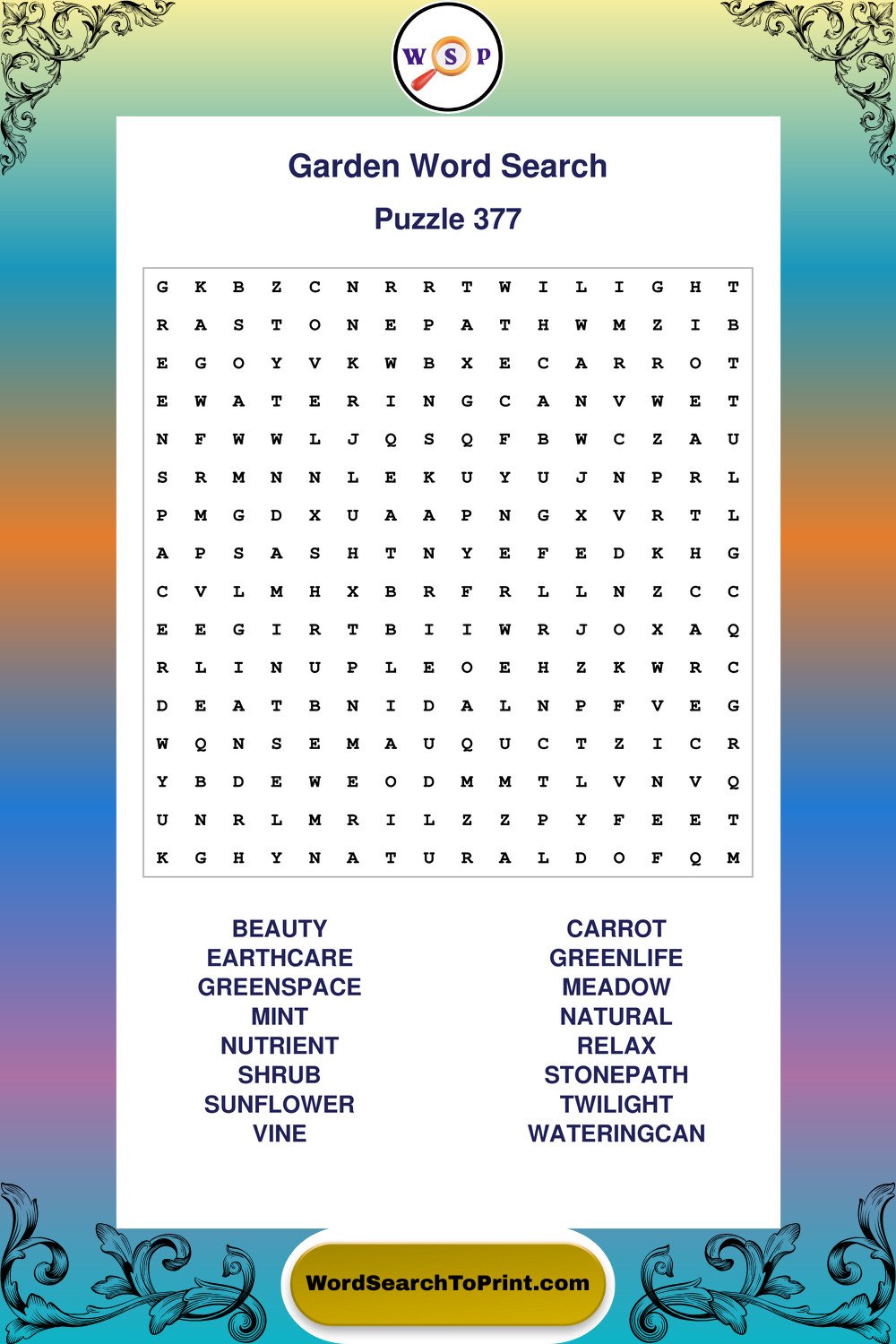 Garden Word Search Puzzle 377