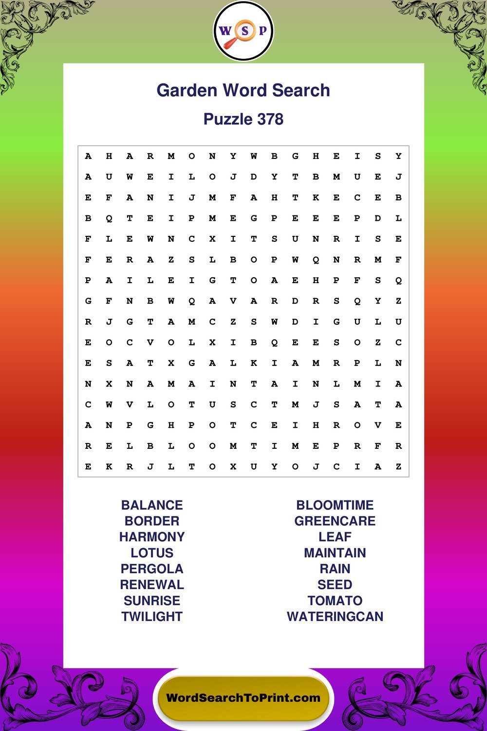 Garden Word Search Puzzle 378