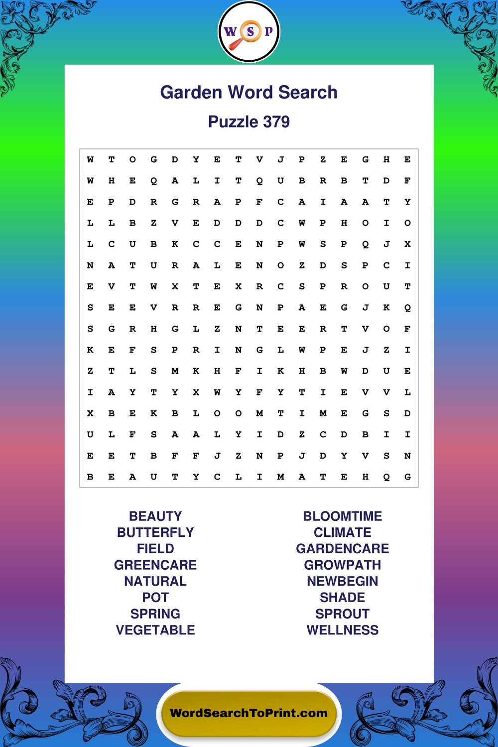 Garden Word Search Puzzle 379