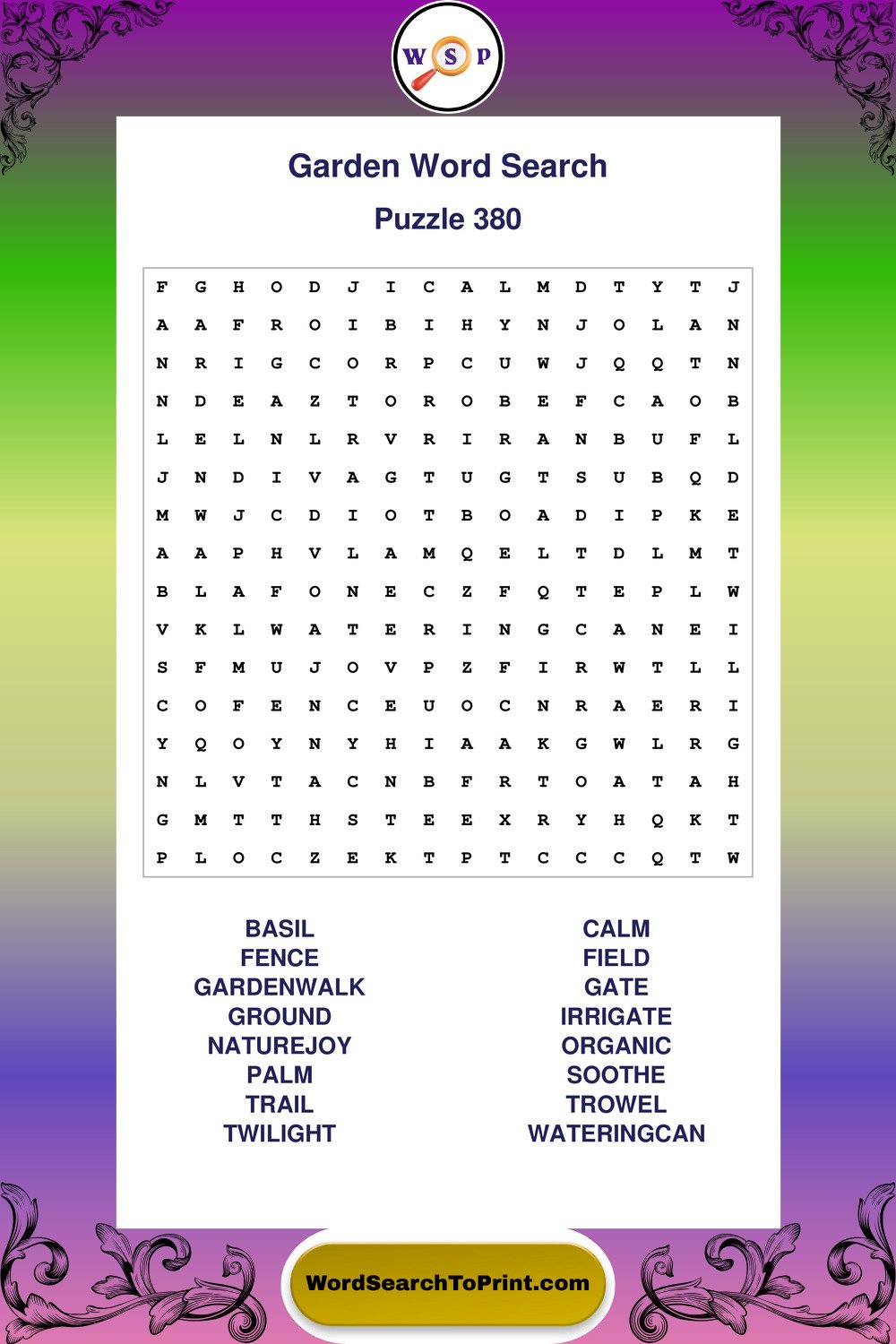 Garden Word Search Puzzle 380