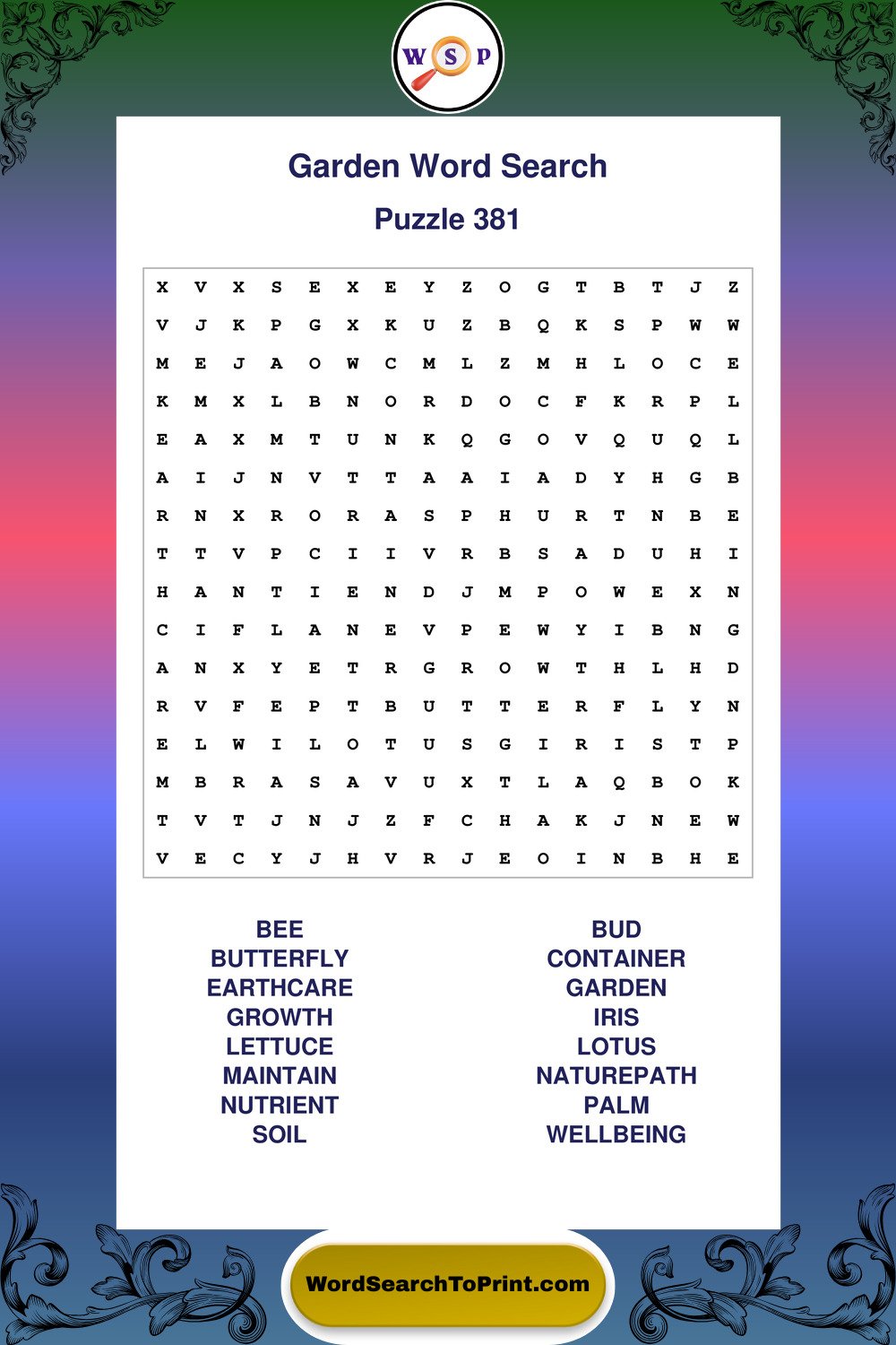 Garden Word Search Puzzle 381