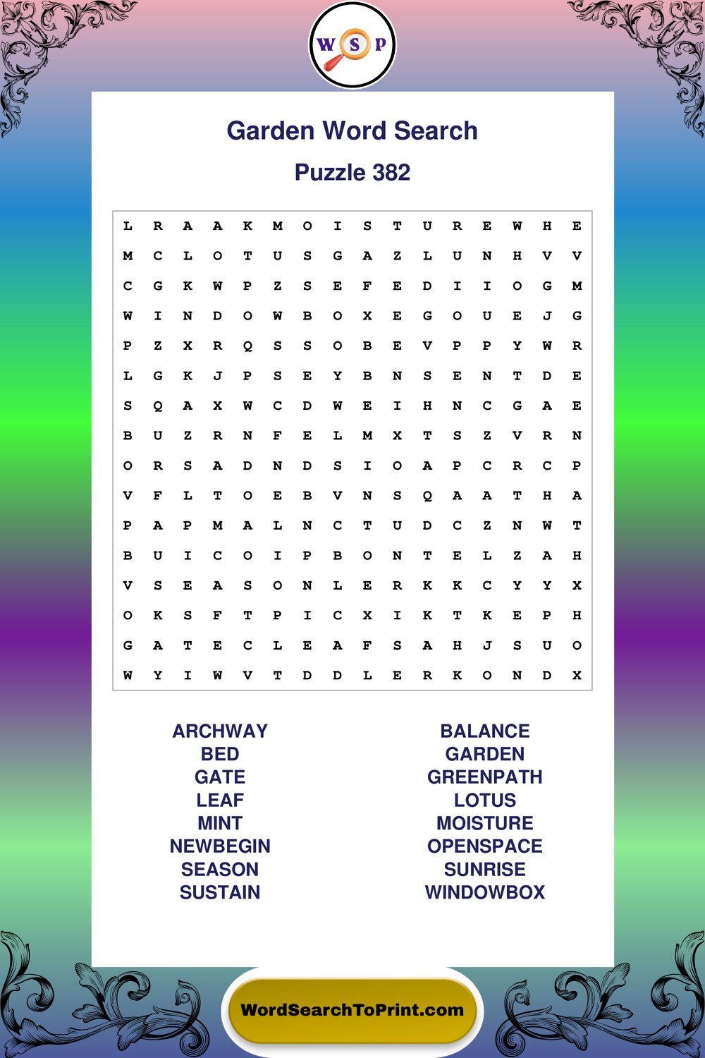 Garden Word Search Puzzle 382