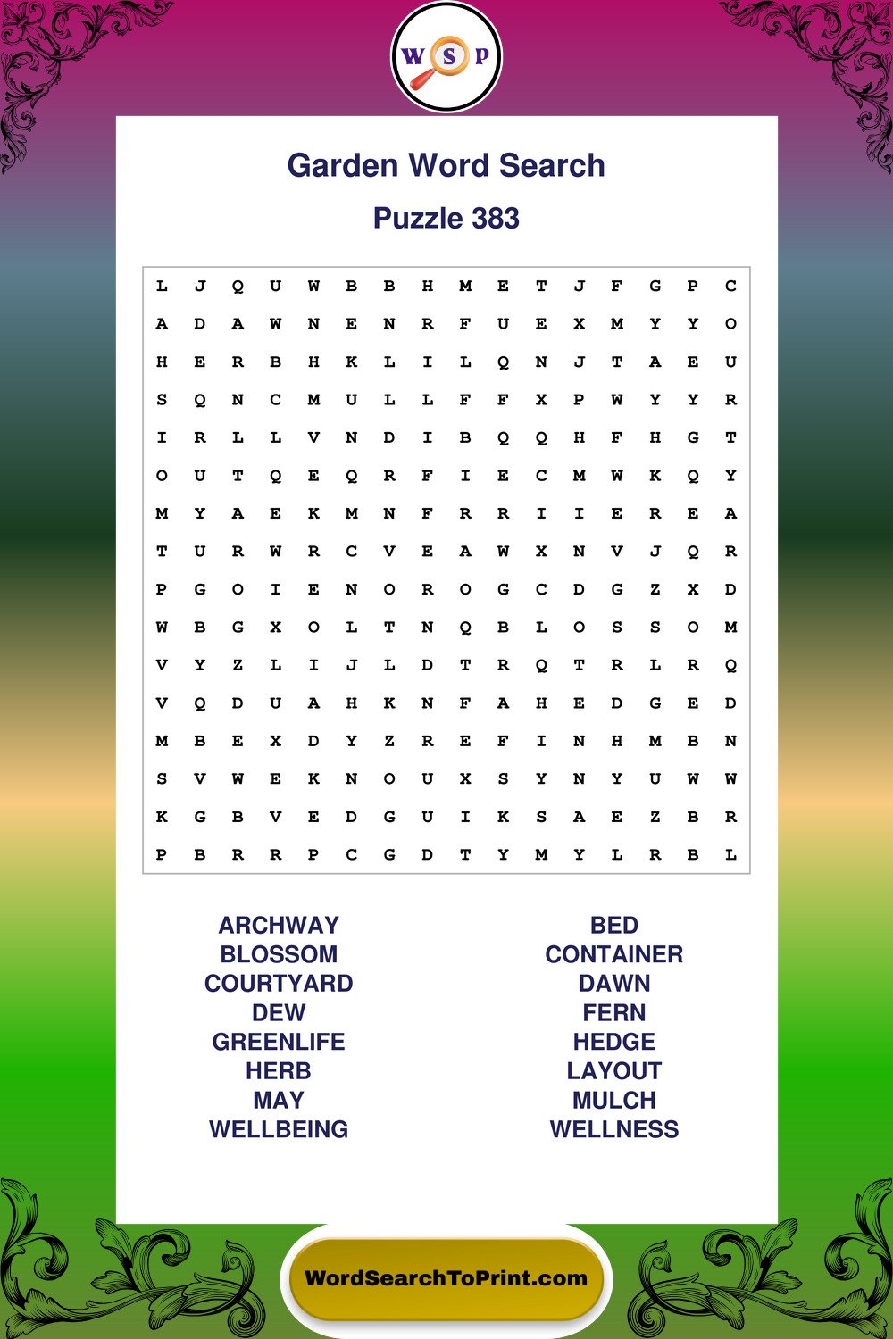 Garden Word Search Puzzle 383