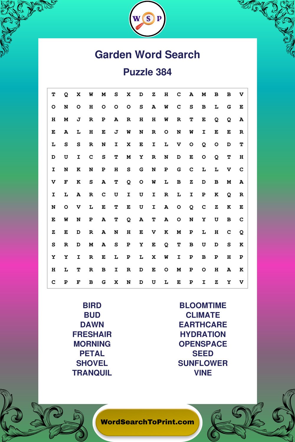 Garden Word Search Puzzle 384