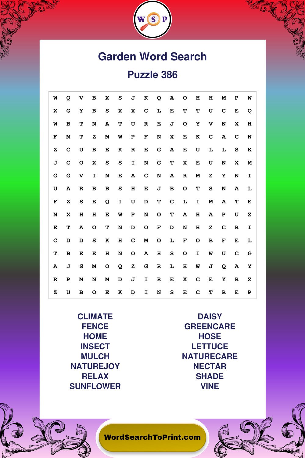 Garden Word Search Puzzle 386