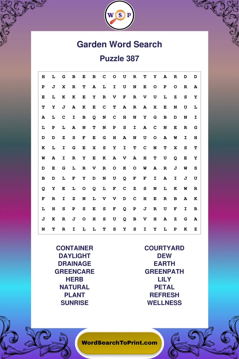Garden Word Search Puzzle 387
