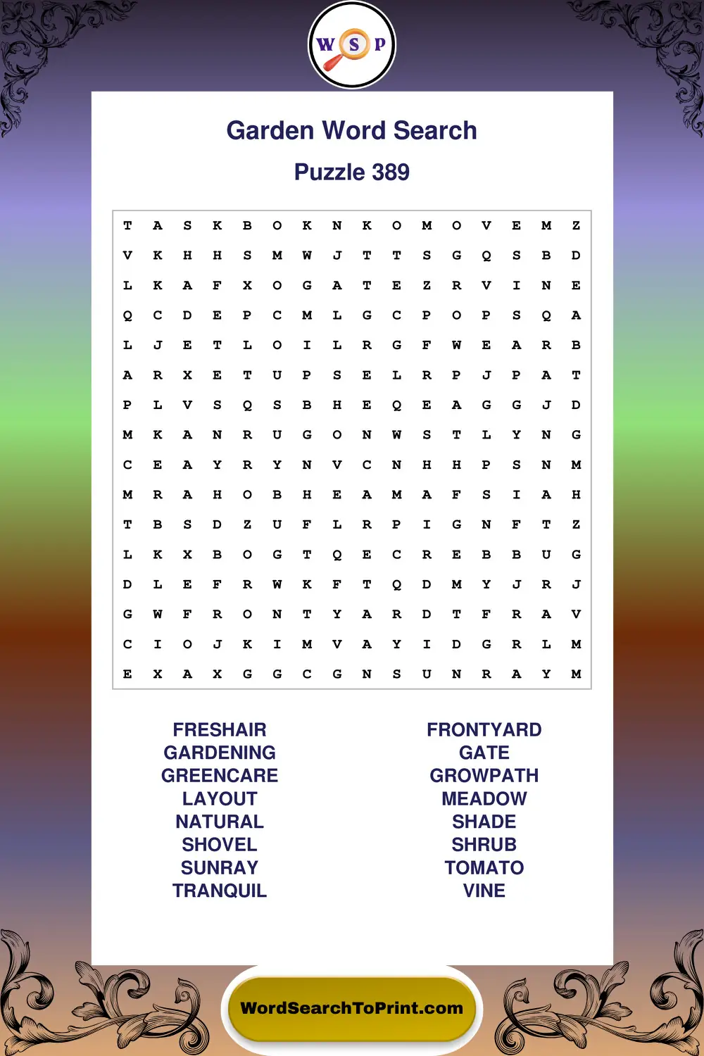 Garden Word Search Puzzle 389