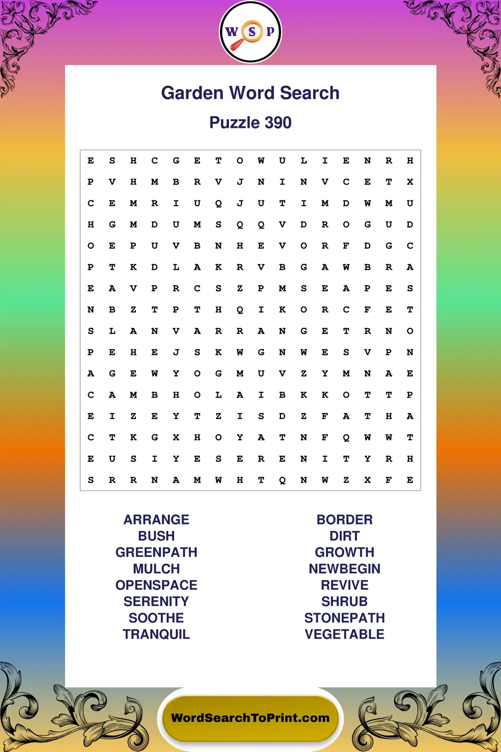 Garden Word Search Puzzle 390