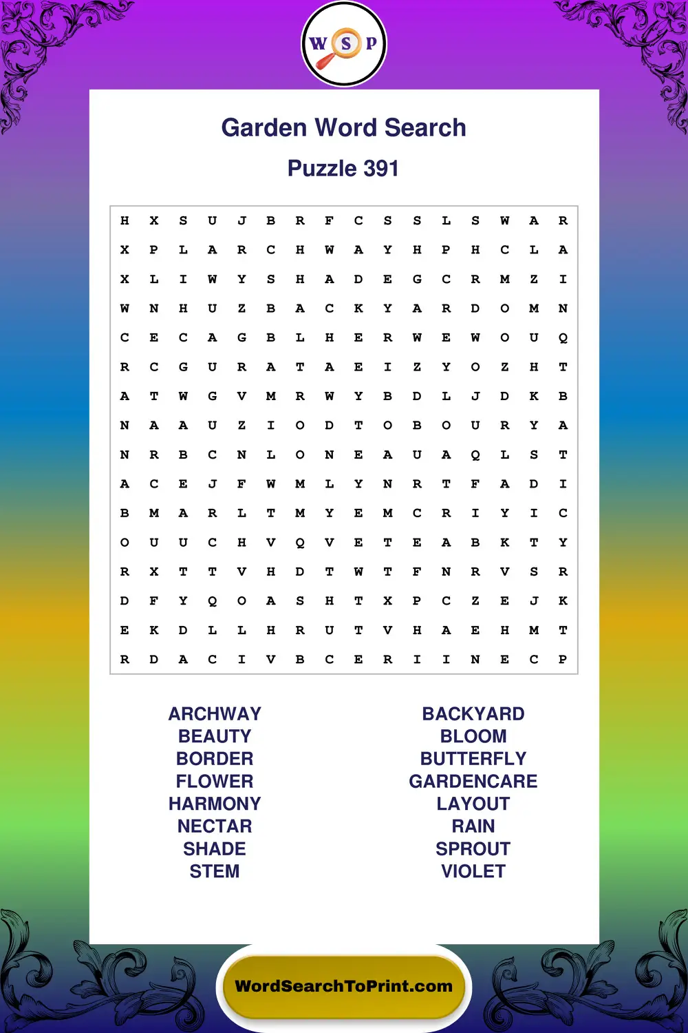 Garden Word Search Puzzle 391