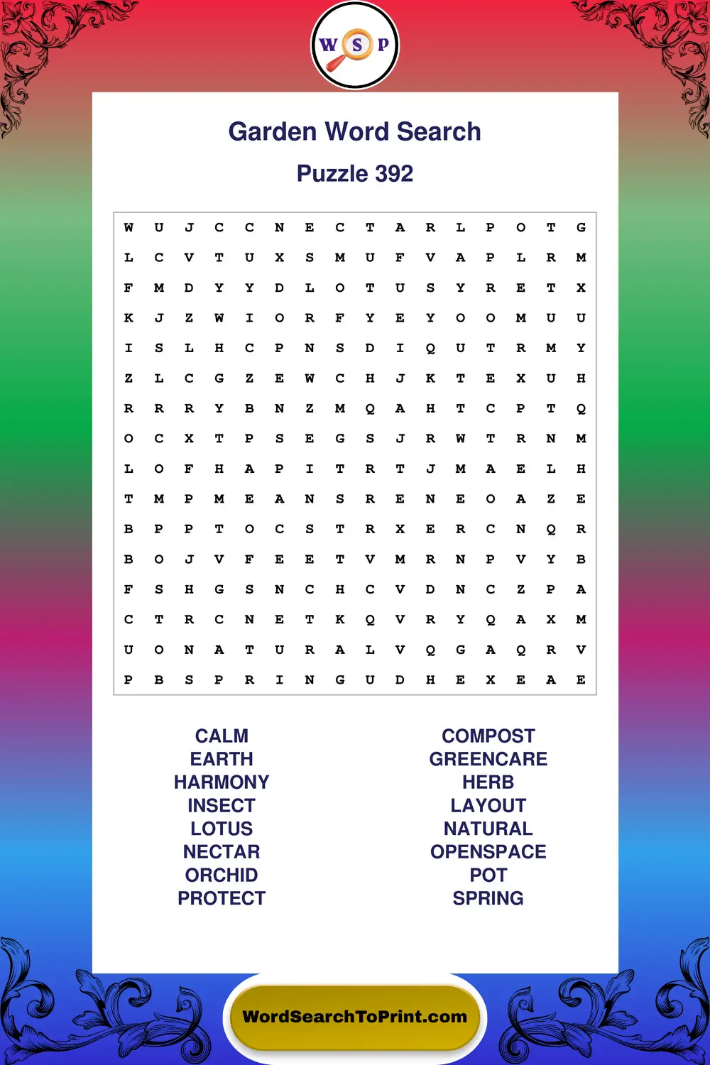 Garden Word Search Puzzle 392