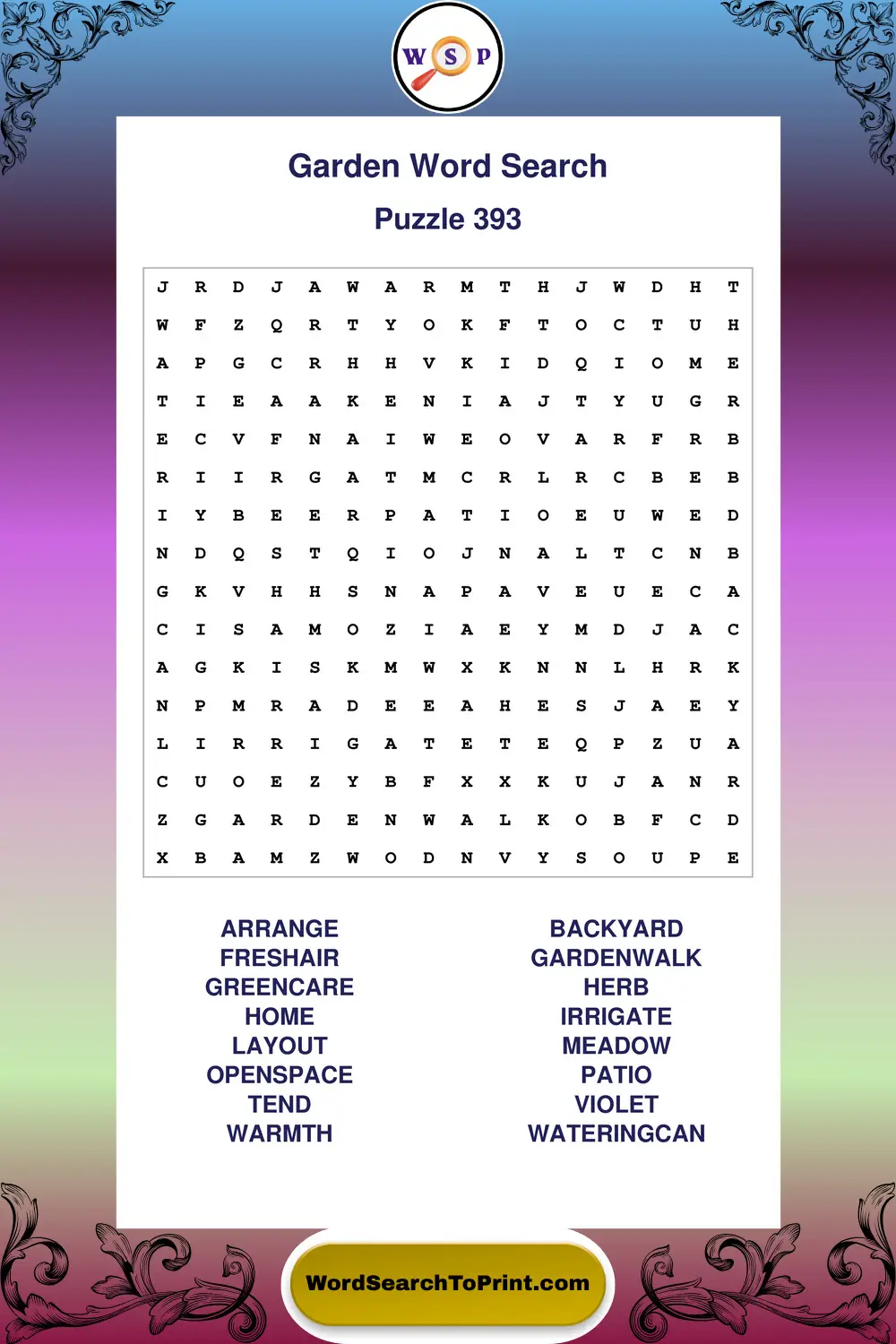 Garden Word Search Puzzle 393