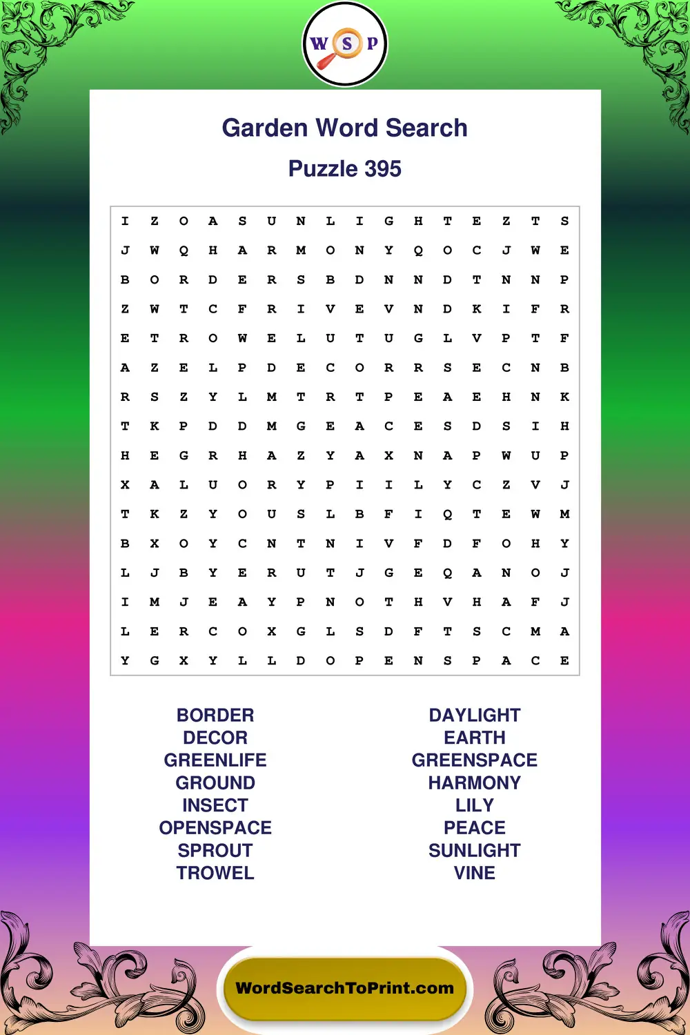 Garden Word Search Puzzle 395