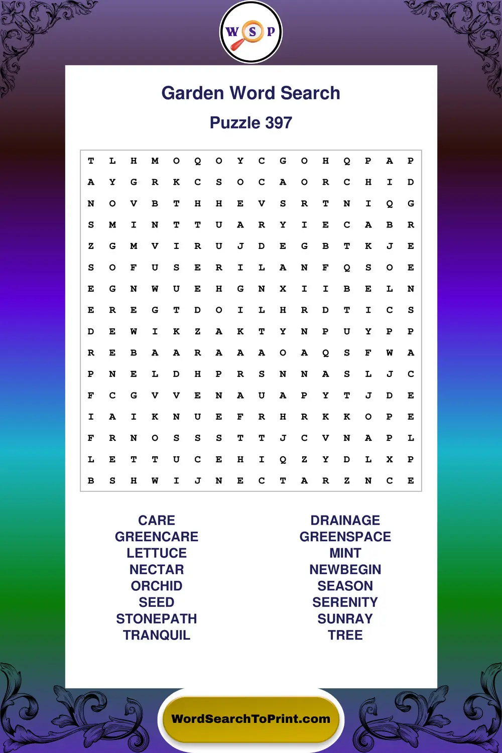 Garden Word Search Puzzle 397