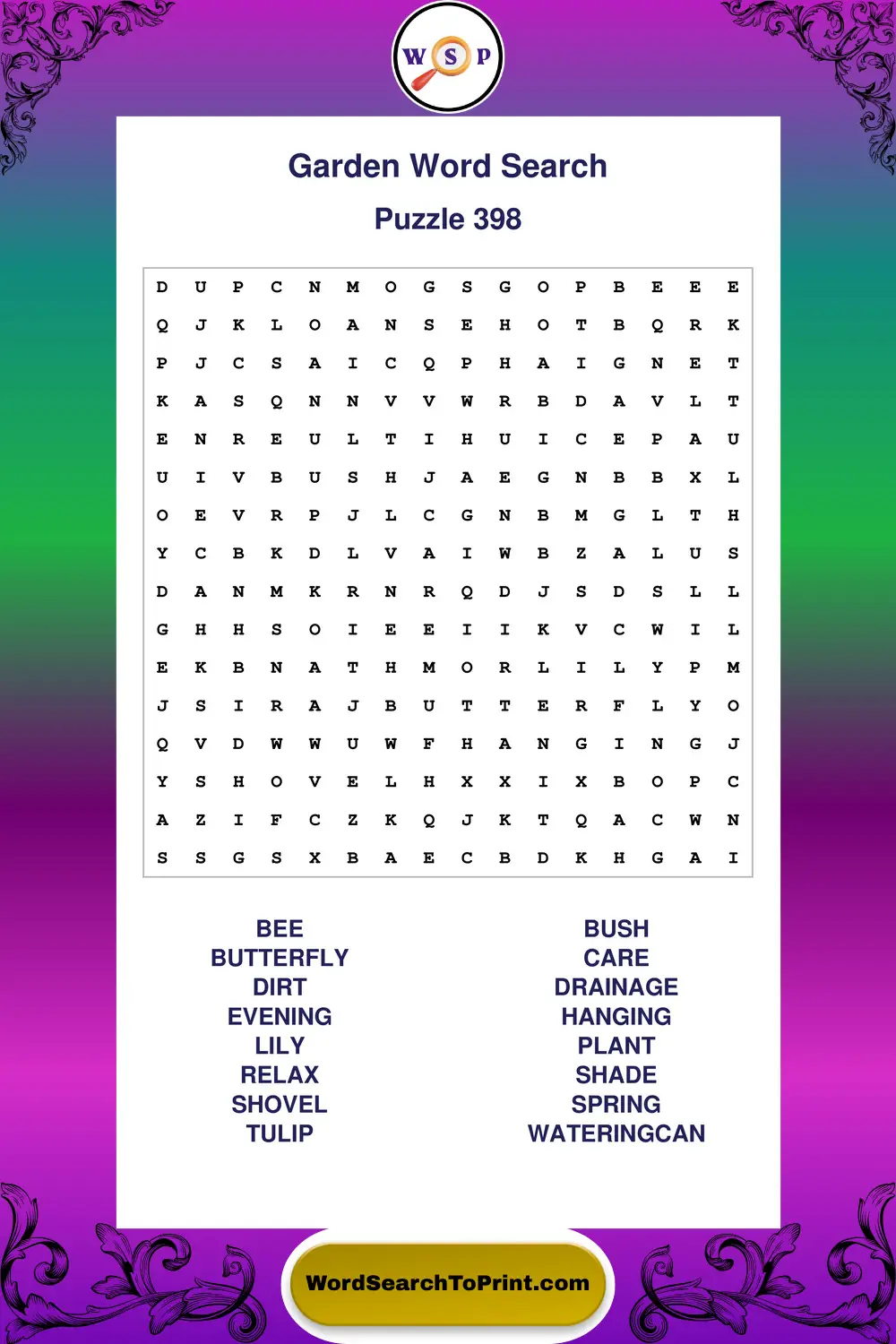 Garden Word Search Puzzle 398