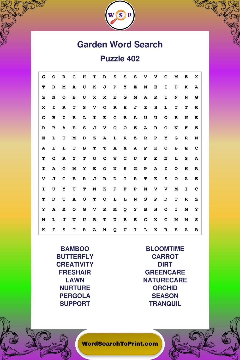 Garden Word Search Puzzle 402