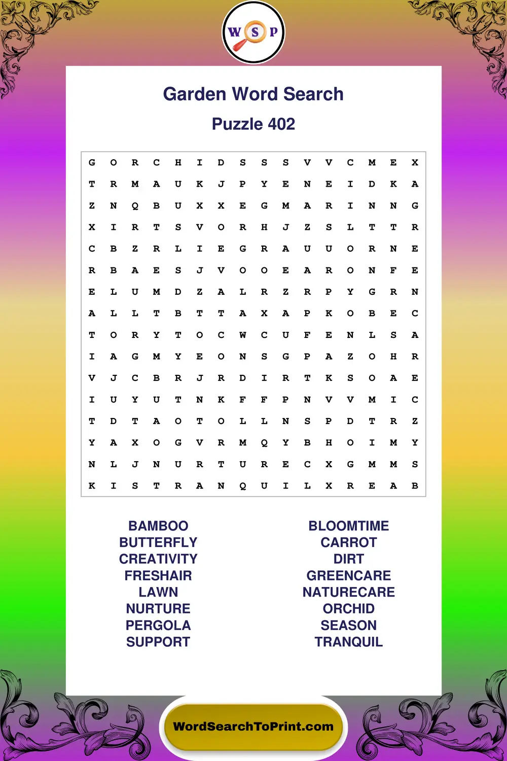 Garden Word Search Puzzle 402