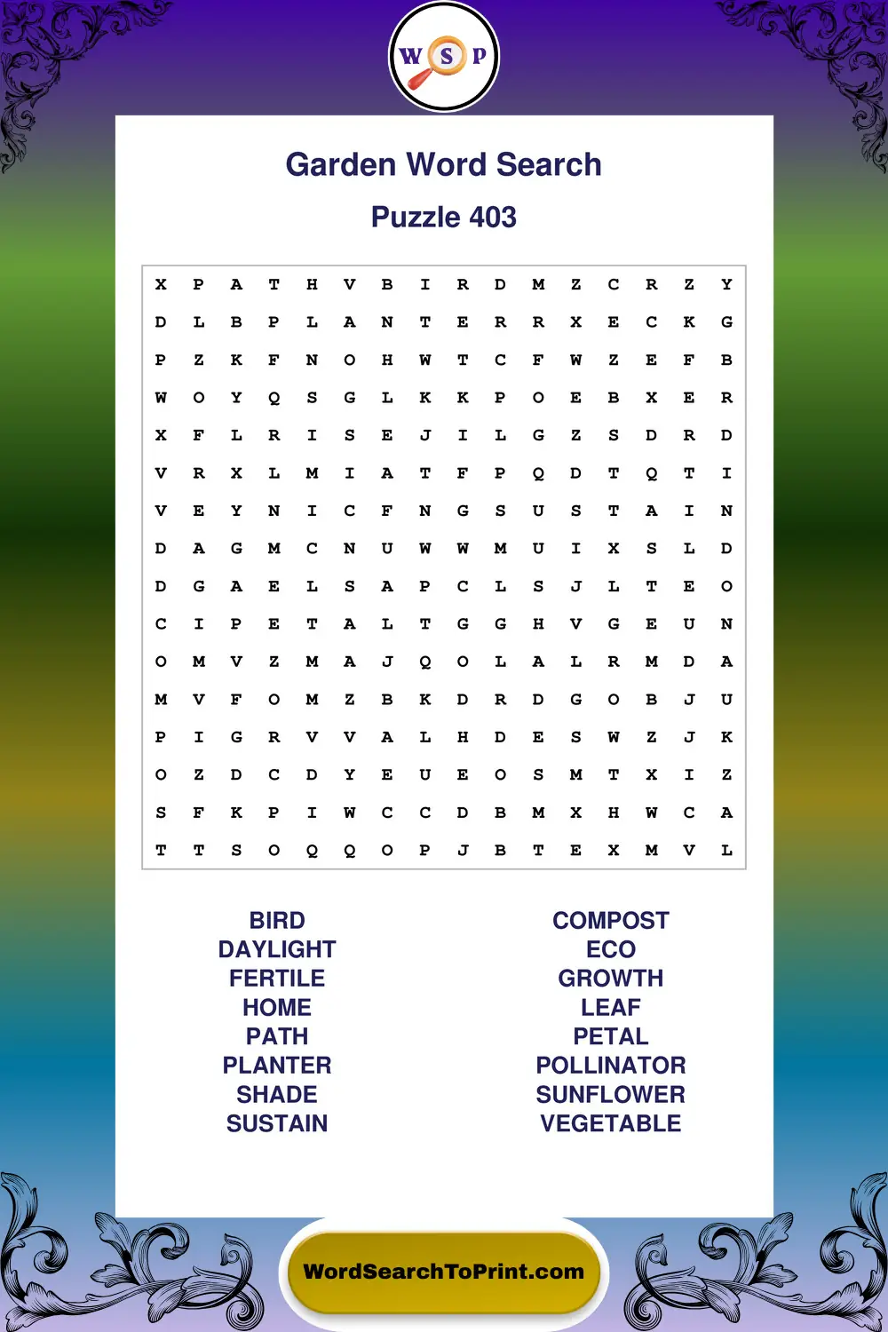 Garden Word Search Puzzle 403
