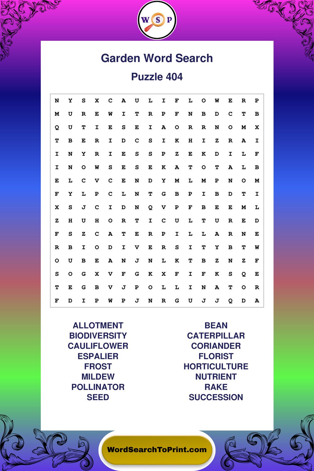 Garden Word Search Puzzle 404