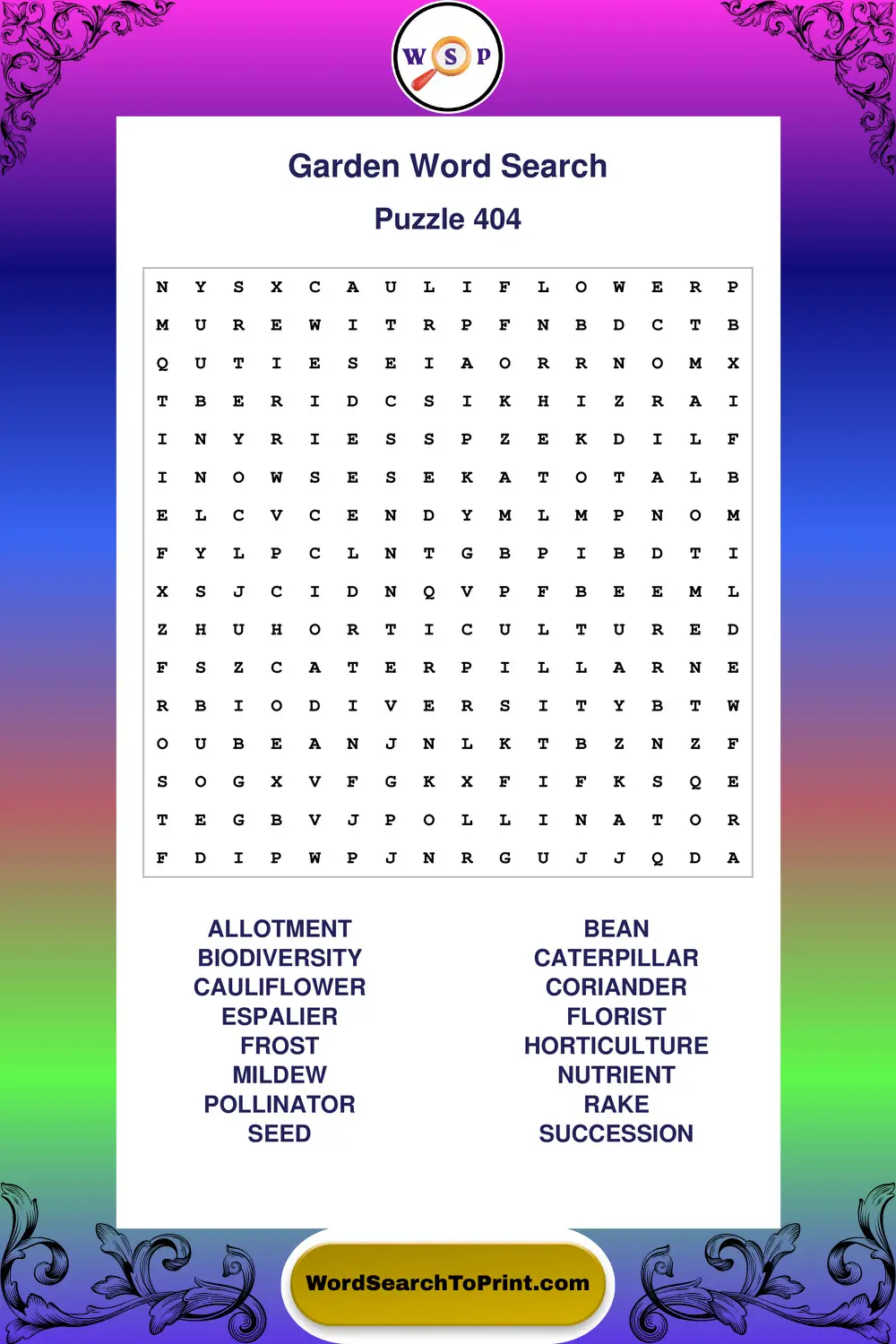 Garden Word Search Puzzle 404