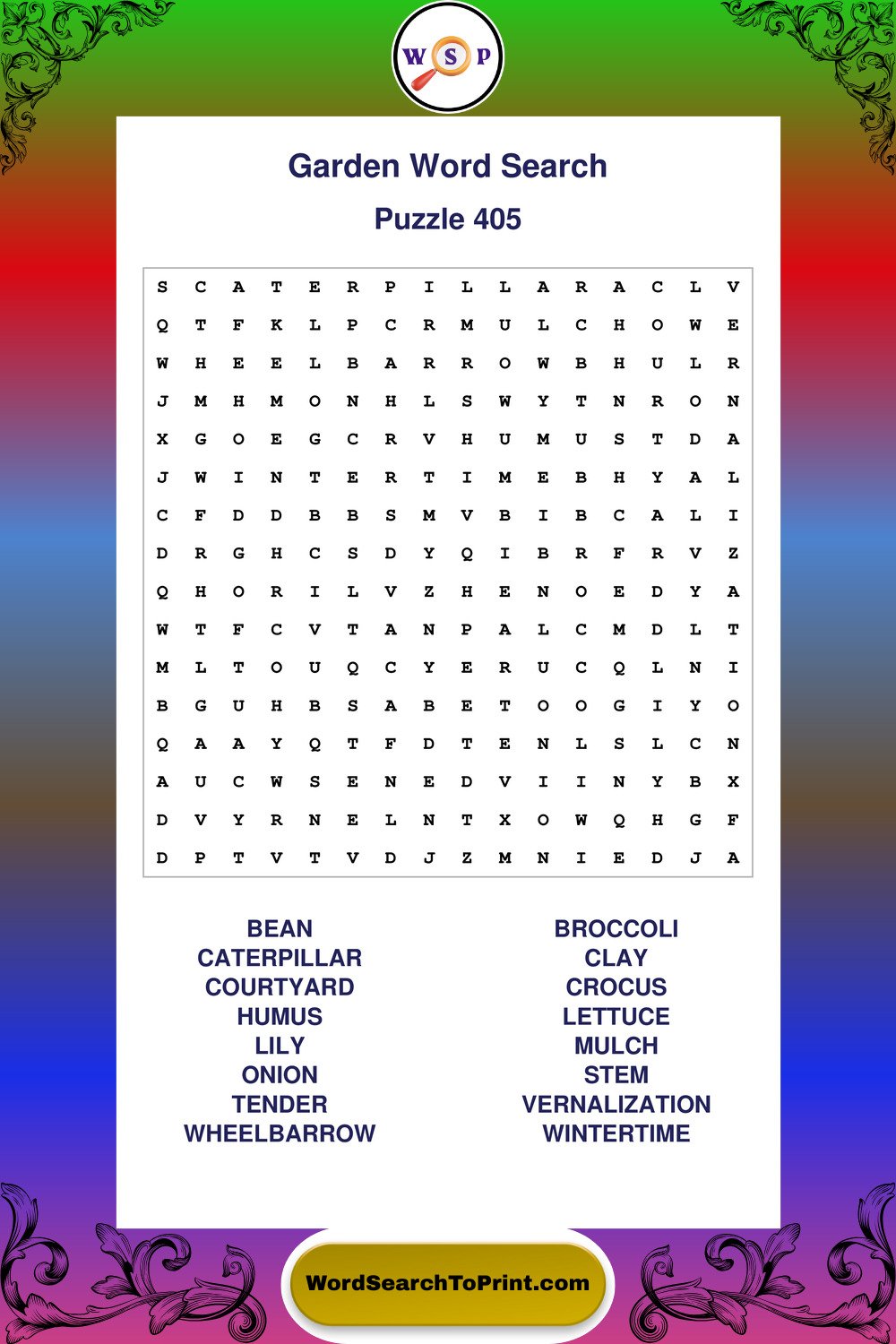Garden Word Search Puzzle 405