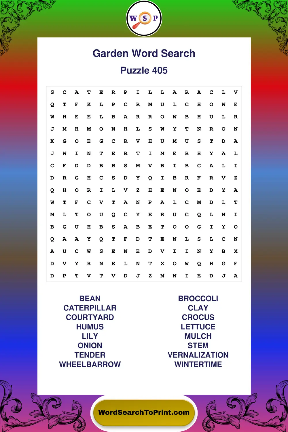 Garden Word Search Puzzle 405