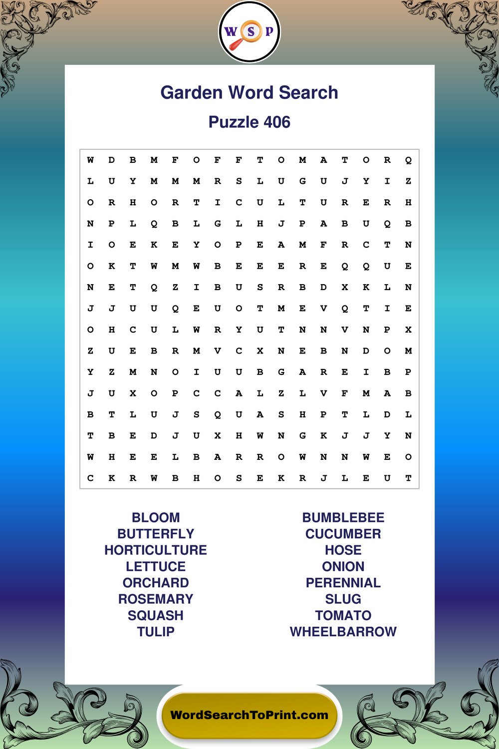 Garden Word Search Puzzle 406