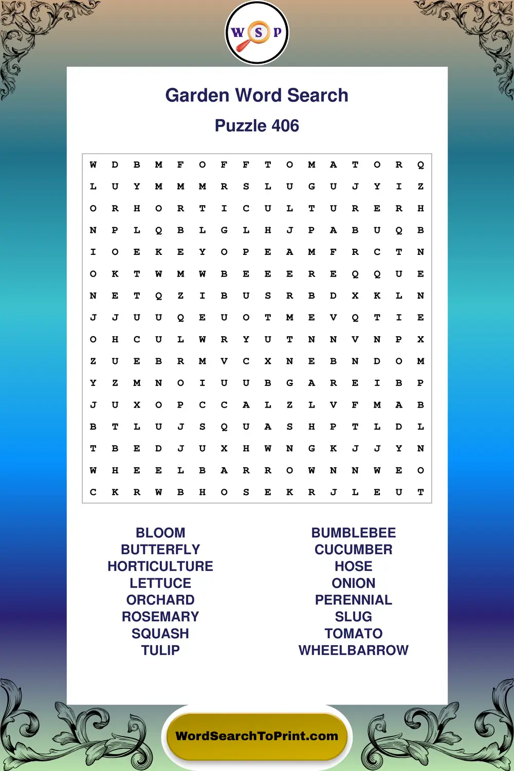Garden Word Search Puzzle 406