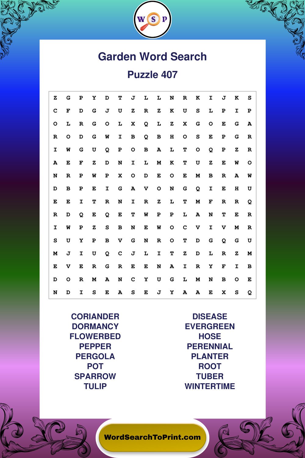 Garden Word Search Puzzle 407