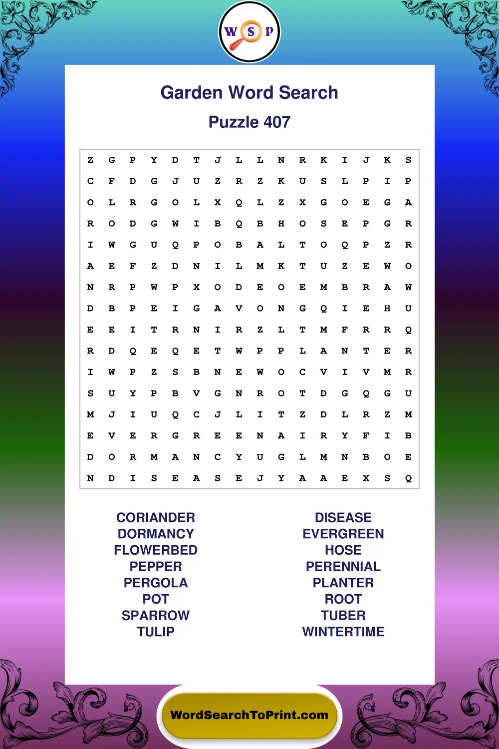 Garden Word Search Puzzle 407