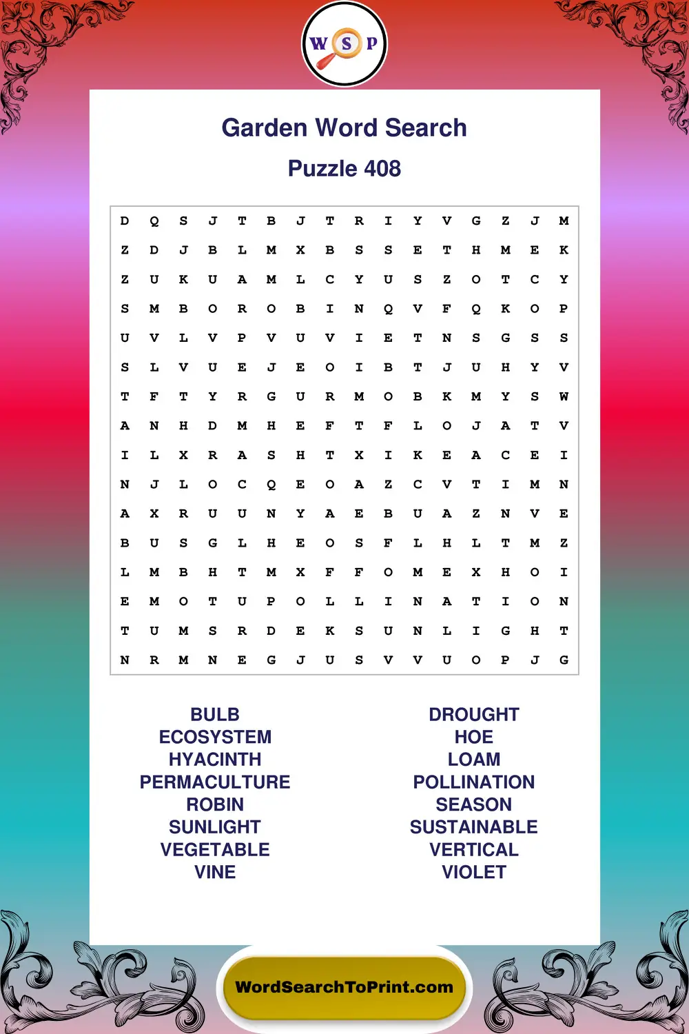 Garden Word Search Puzzle 408