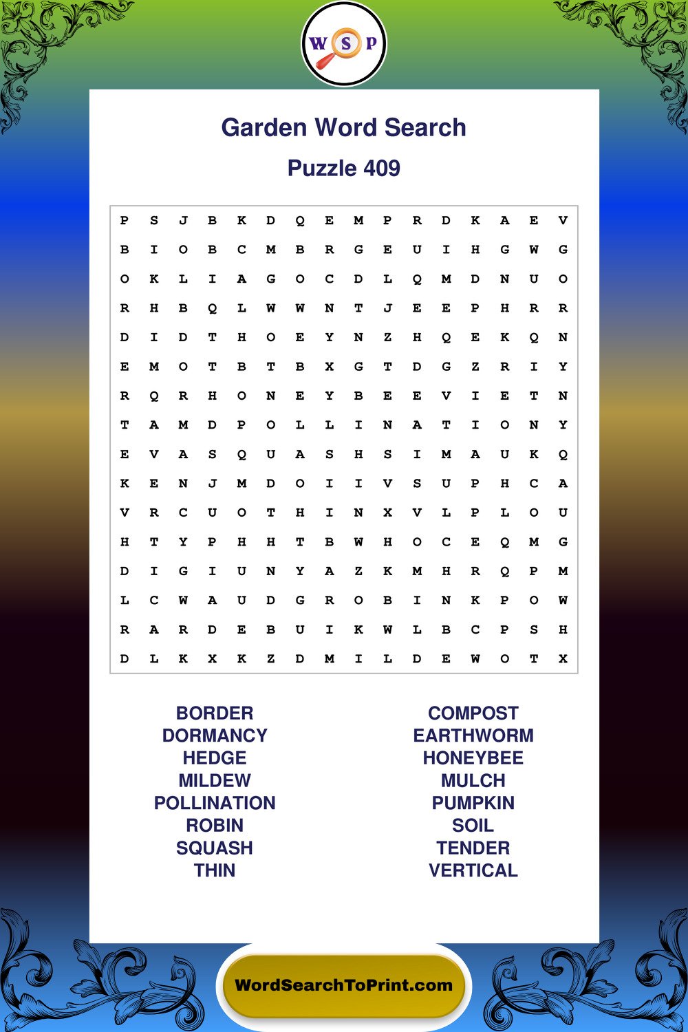 Garden Word Search Puzzle 409