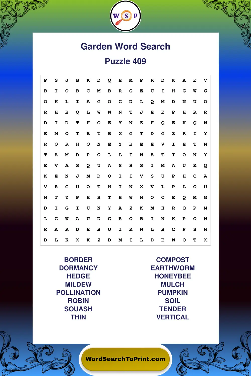 Garden Word Search Puzzle 409