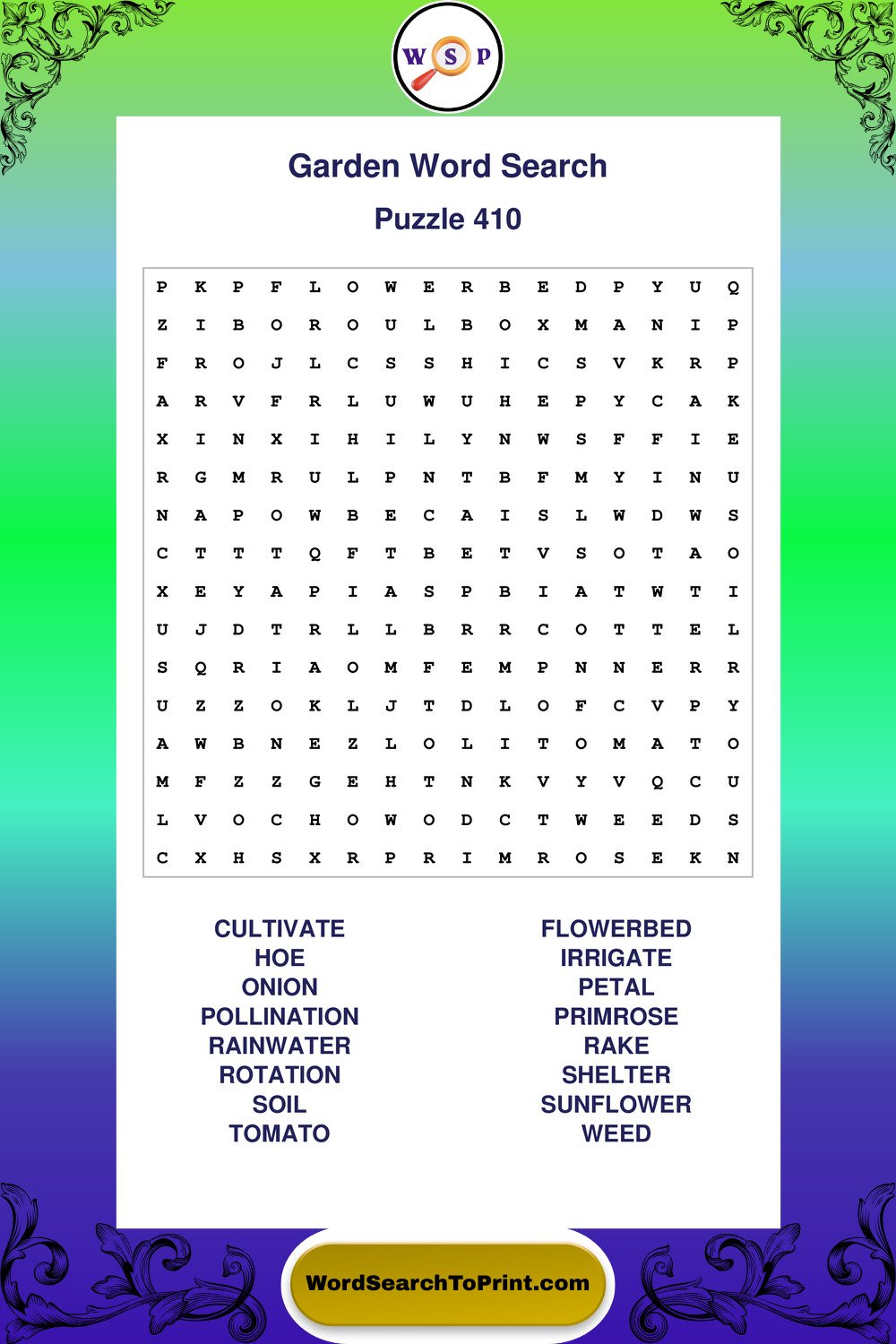 Garden Word Search Puzzle 410