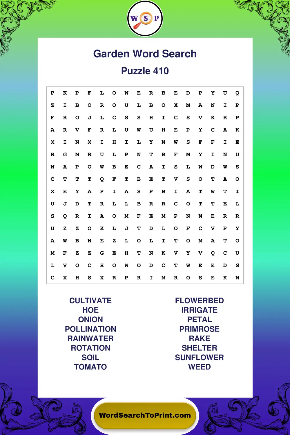 Garden Word Search Puzzle 410