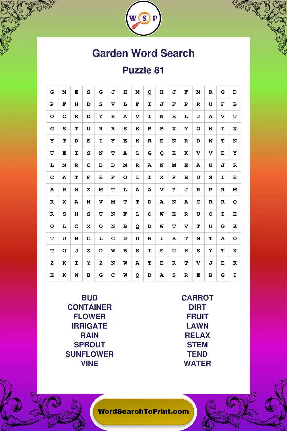 Garden Word Search Puzzle 81