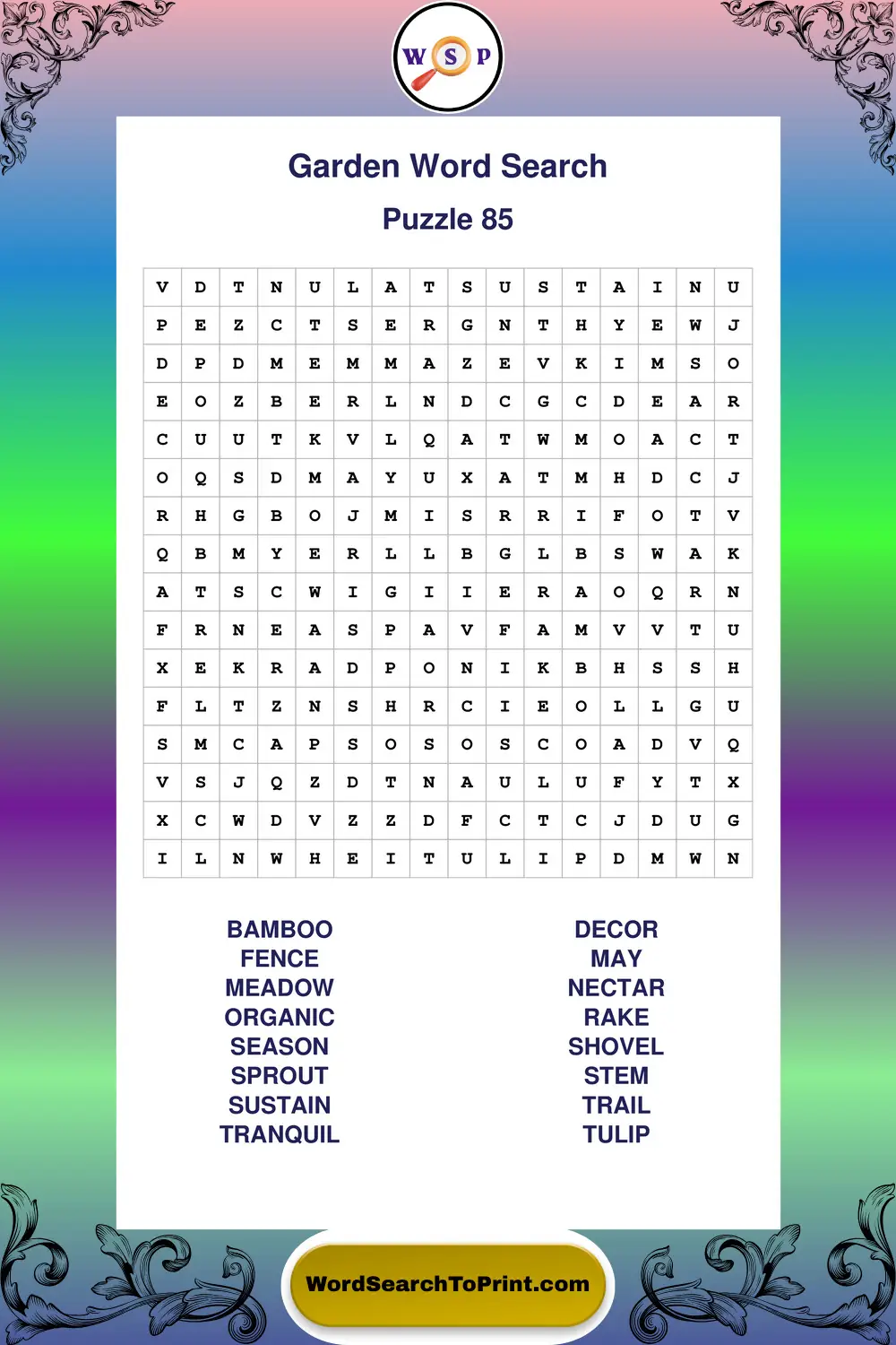 Garden Word Search Puzzle 85