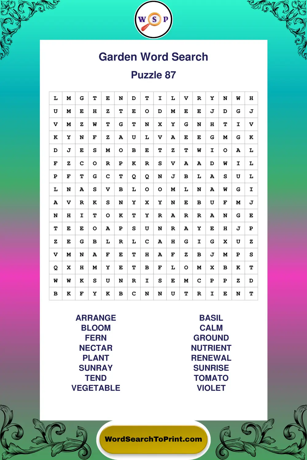 Garden Word Search Puzzle 87