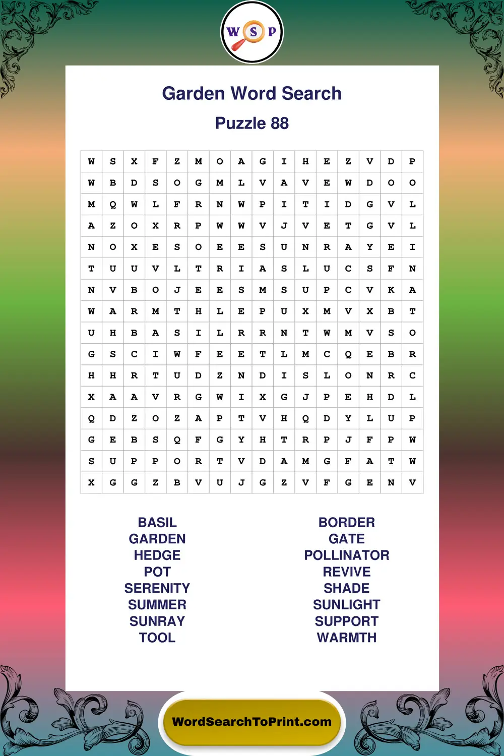 Garden Word Search Puzzle 88