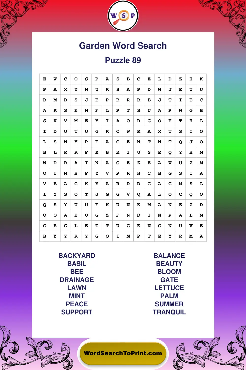 Garden Word Search Puzzle 89