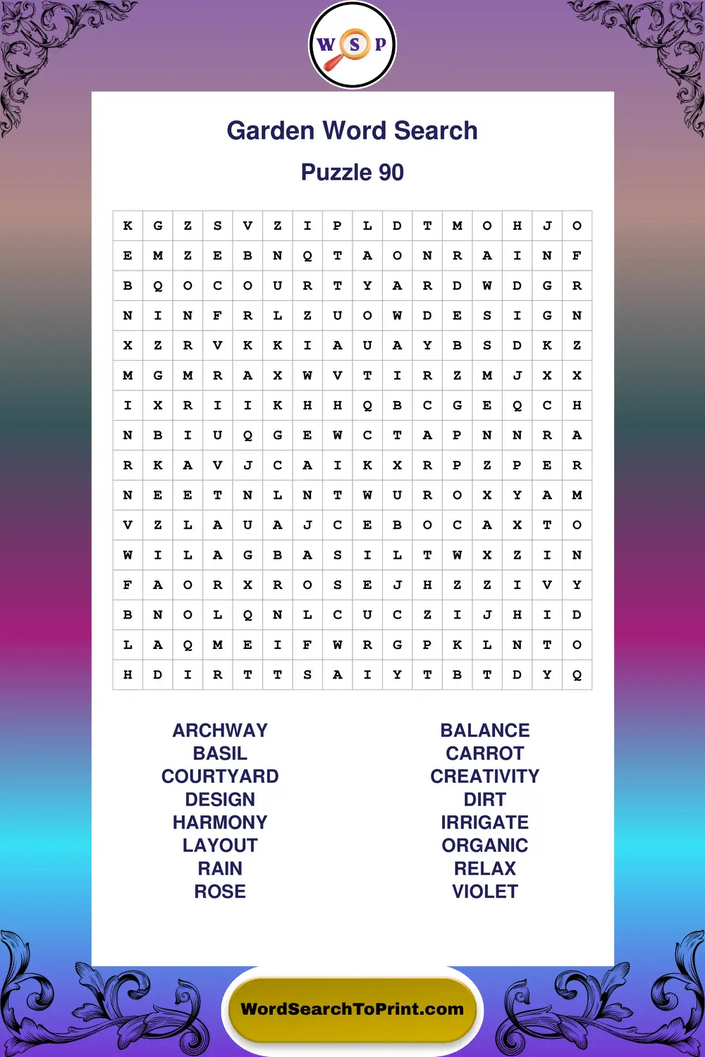 Garden Word Search Puzzle 90