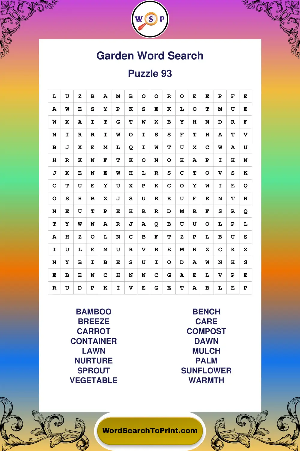 Garden Word Search Puzzle 93