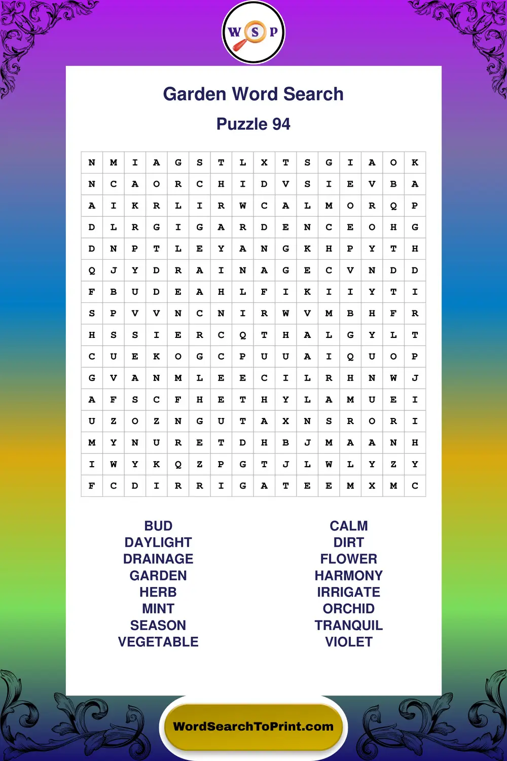 Garden Word Search Puzzle 94