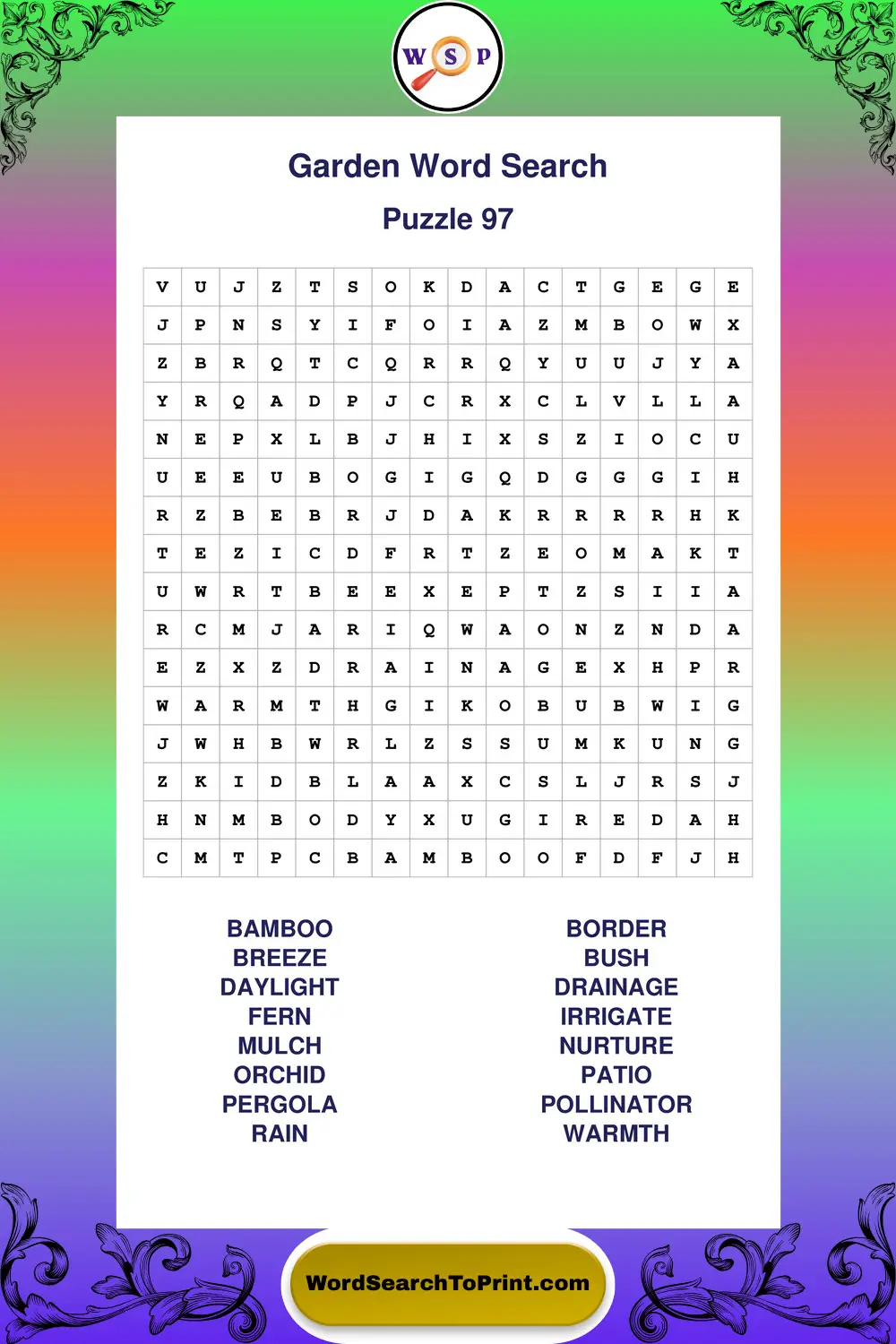 Garden Word Search Puzzle 97