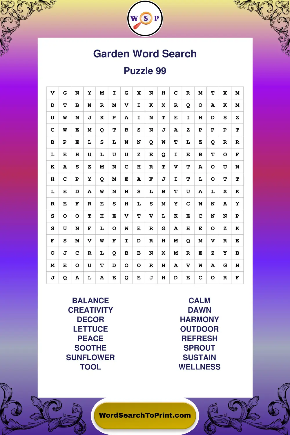 Garden Word Search Puzzle 99