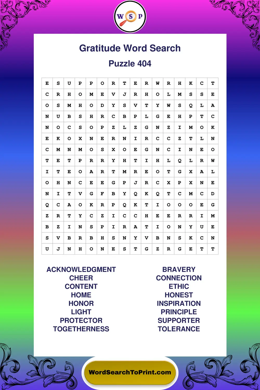 Gratitude Word Search Puzzle 404