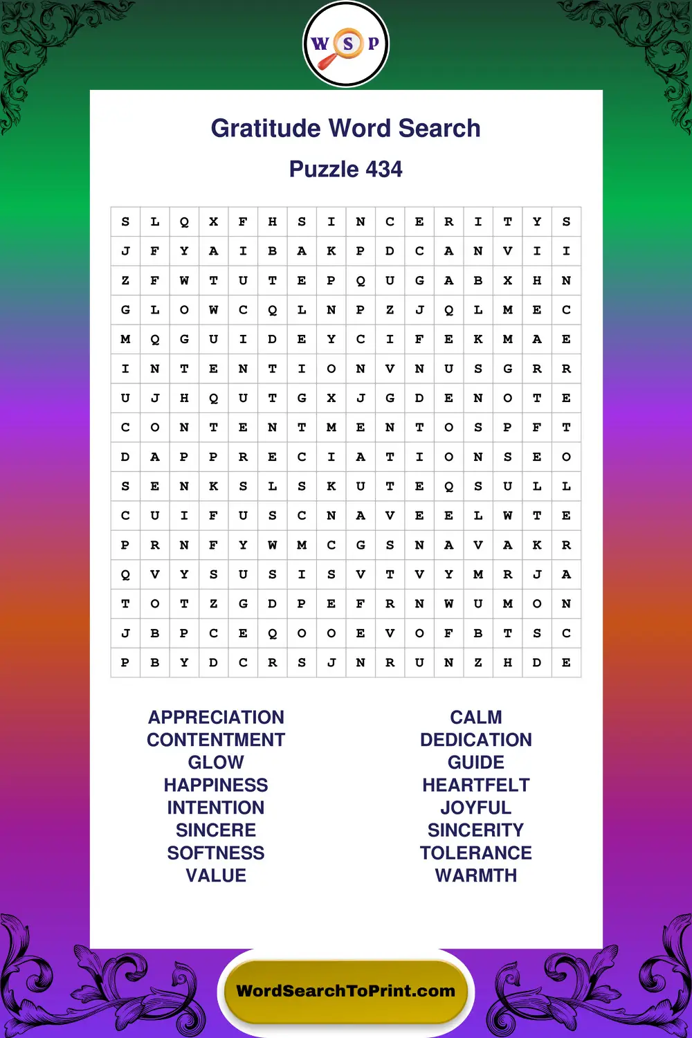 Gratitude Word Search Puzzle 434