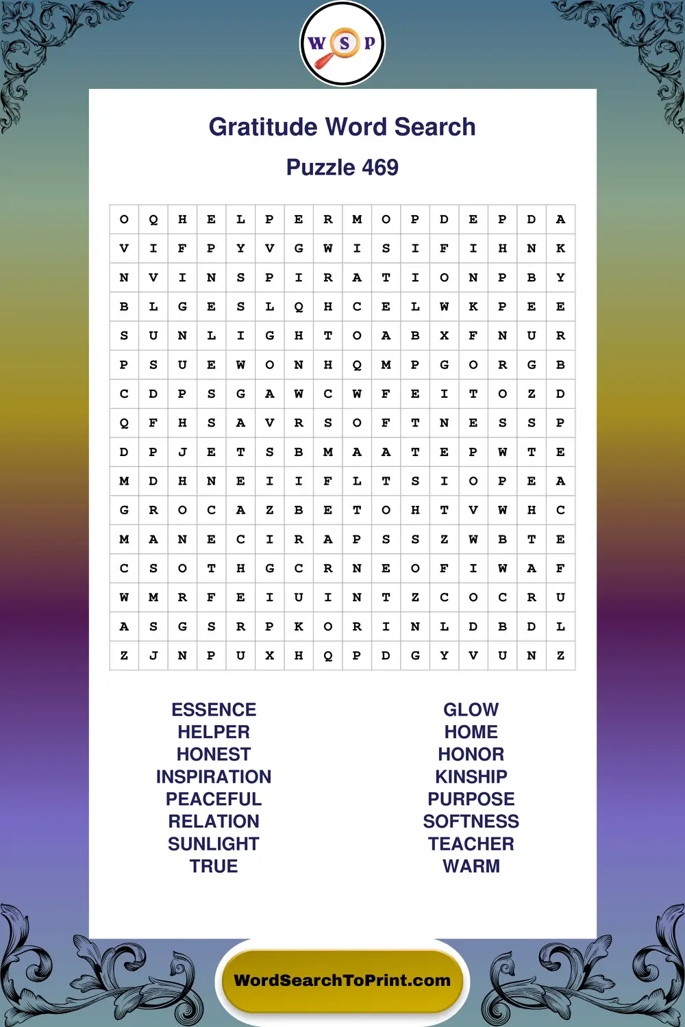 Gratitude Word Search Puzzle 469
