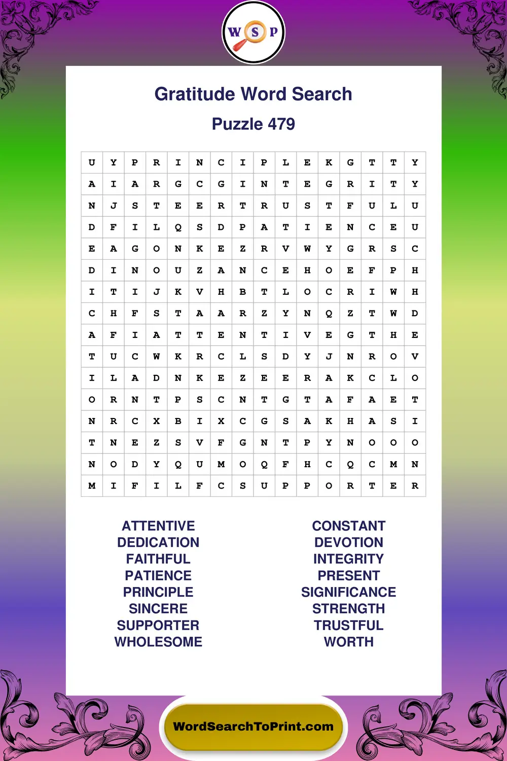 Gratitude Word Search Puzzle 479